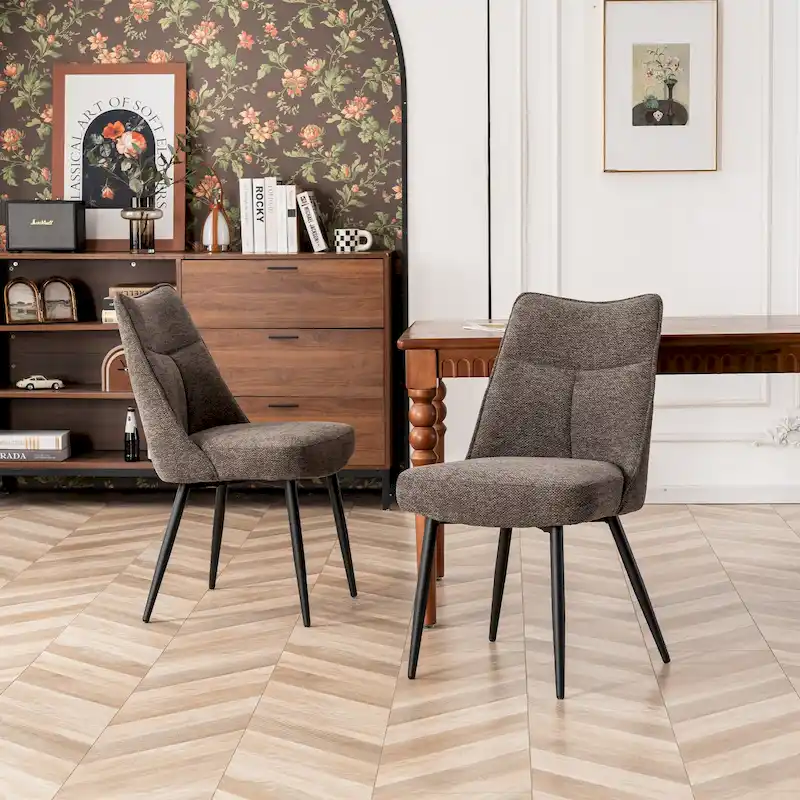 Modern Upholstered Fabric Kitchen & Dining Room Chairs Set of 2