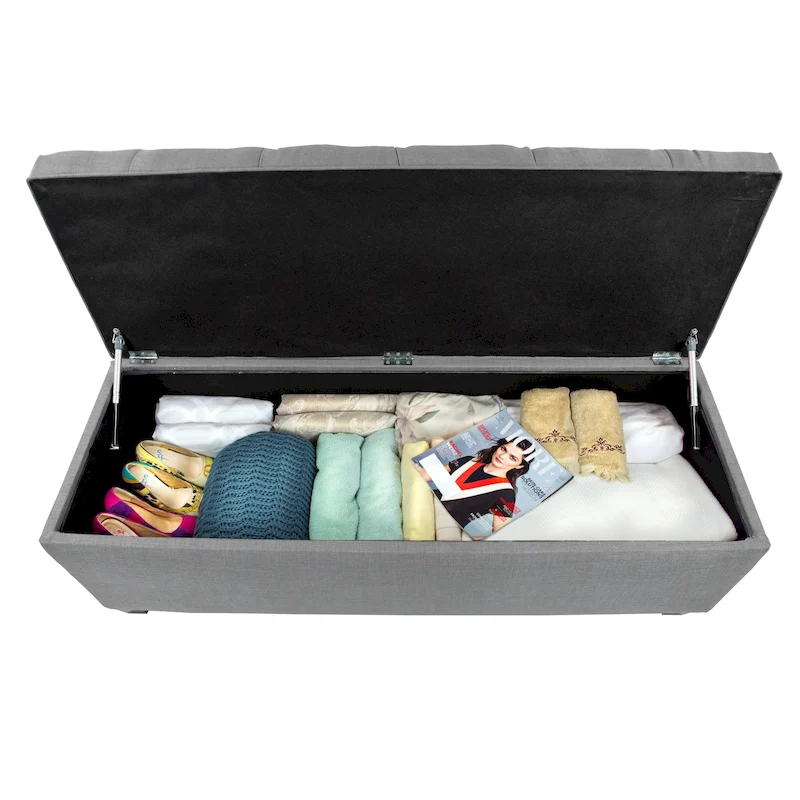 Sole Secret Diamond-tufted Linen Storage Bench