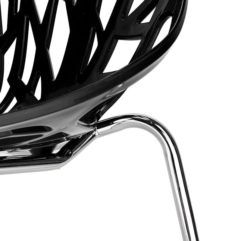 4pcs Bird's Nest Style Lounge Chair Dining Chair Black