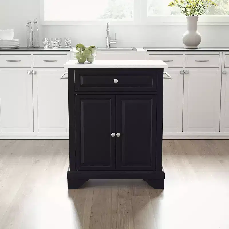 Lafayette Stone Top Portable Kitchen Island/Cart - Crosley: Granite Countertop, Adjustable Shelf, Towel Bar(s)