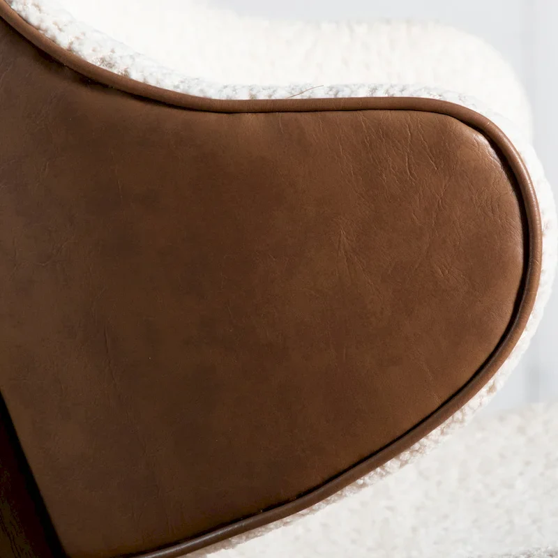 Mid-Century Modern Boucle Wingback Walnut Accent Chair