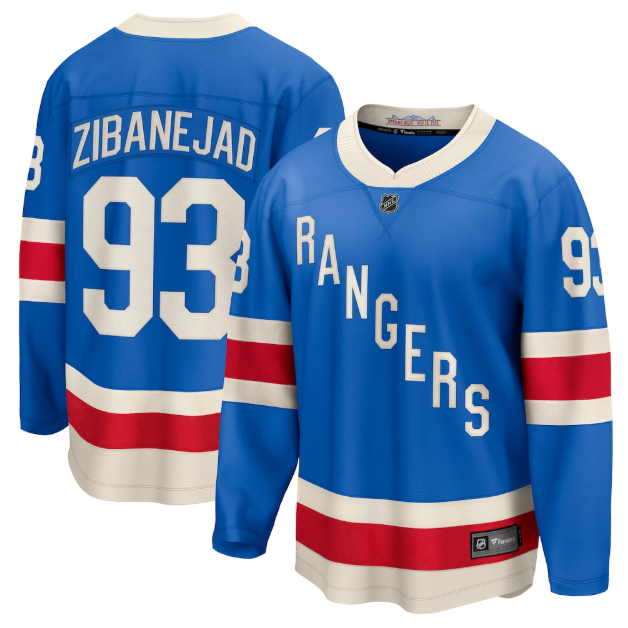 New York Rangers Mika Zibanejad Fanatics Blue Centennial Breakaway Jersey