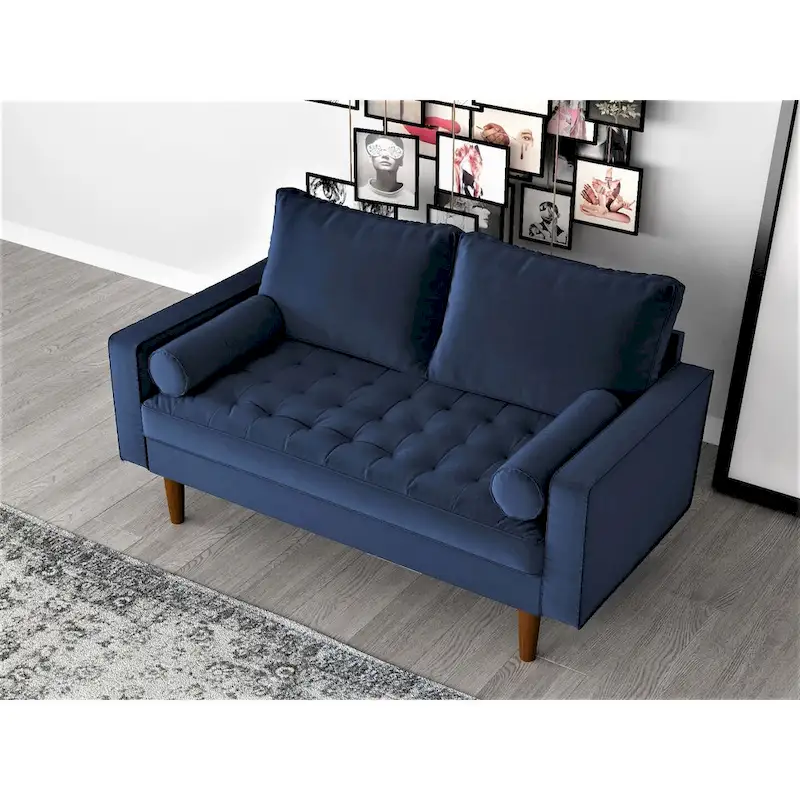 Faux Leather Mid-Century Loveseat – 2-Seat, Multiple Colors