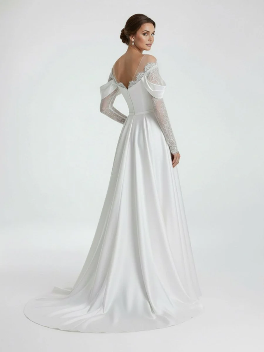 Mermaid Off-the-Shoulder Satin Lace Wedding Dress