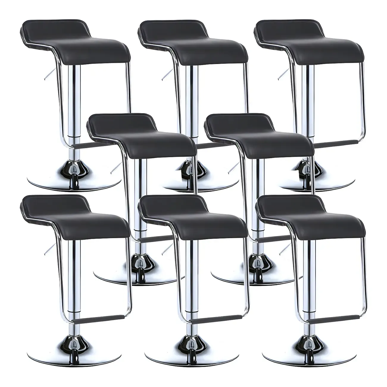 Modern Pedestal Swivel Bar Stool Adjustable Height Low Back Faux Leather