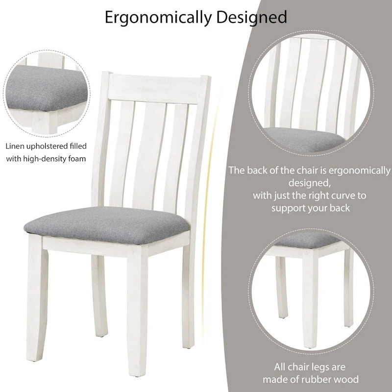 Retro Style 7-Piece Dining Table Set with Extendable Table and 6 Upholstered Chairs