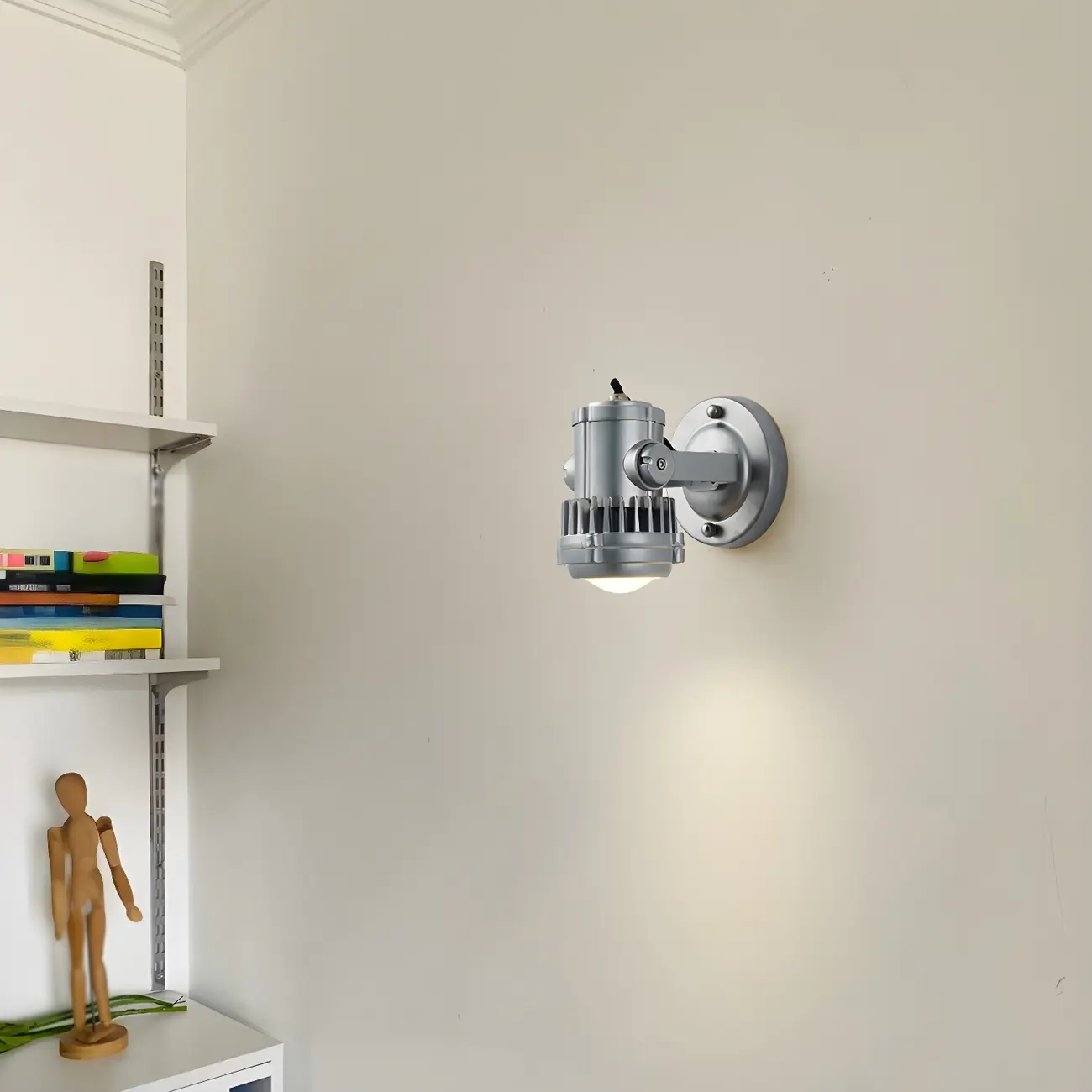 Industrial Metal Silver Prismatic Glass Swing Arm Wall Light