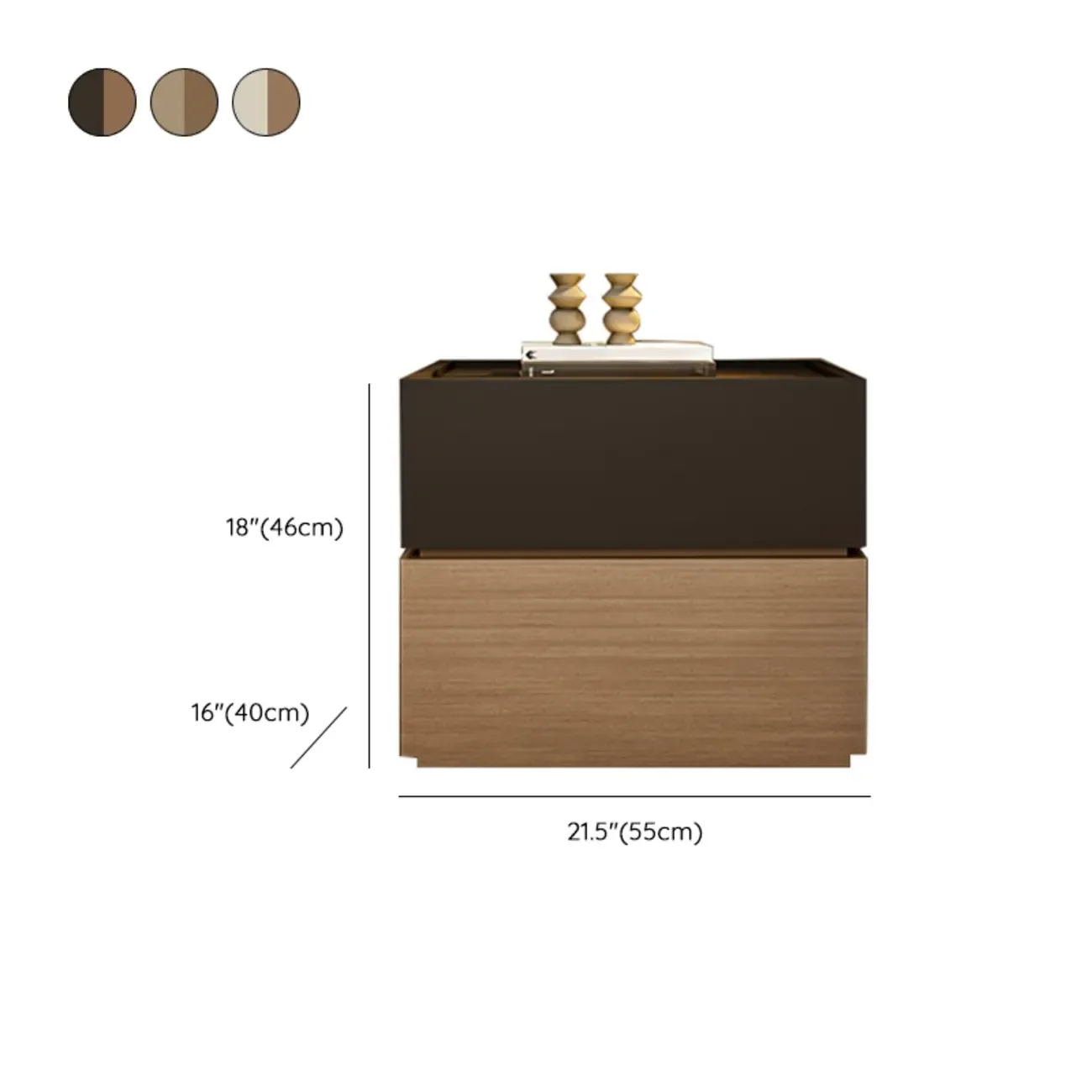 Modern Wood Two-Tone Elegant Nightstand with Drawer