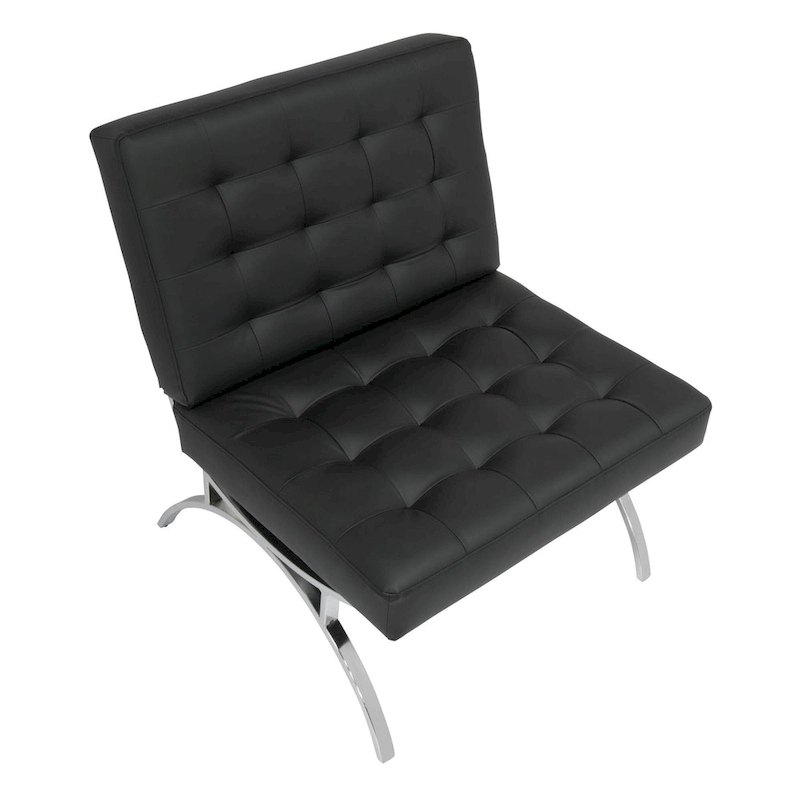 Newel Modern Blended Leather and Chrome Metal Frame Mid Century Accent Chair