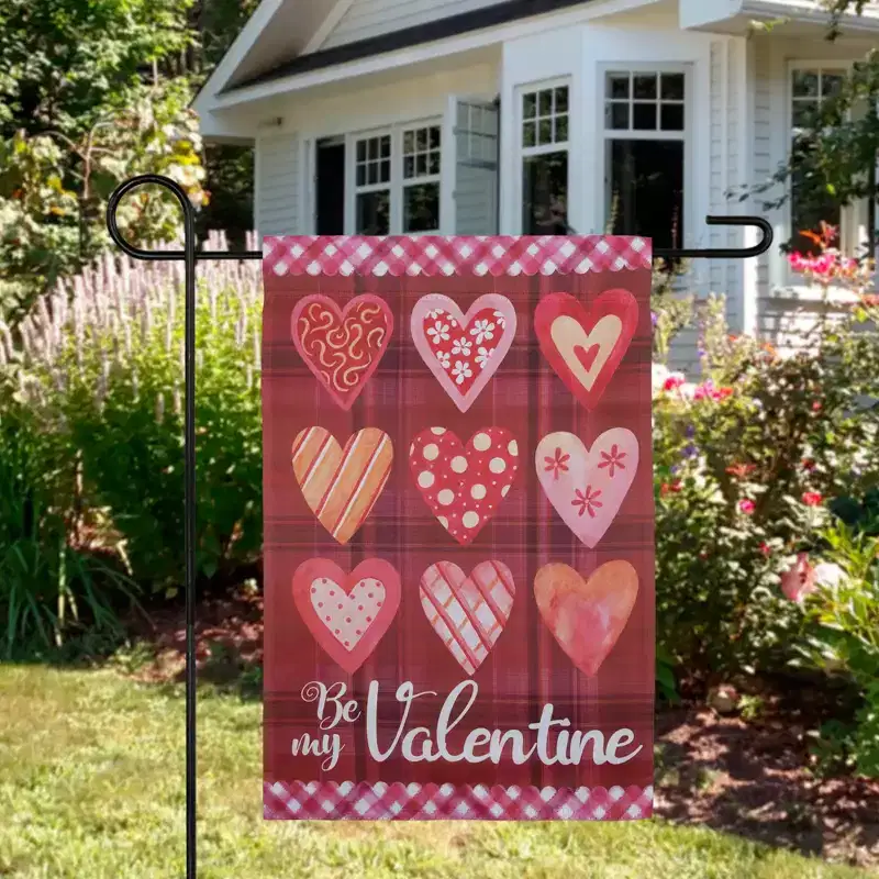 Northlight Be My Valentine Plaid and Heart Garden Flag 18 x 12.5
