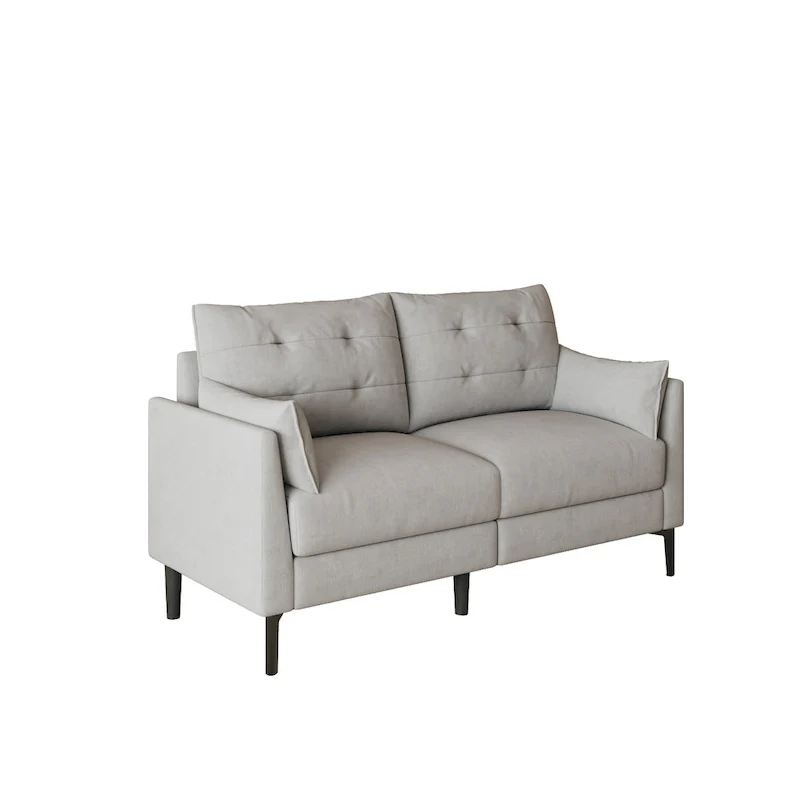 Light Grey Cotton-Linen 2-Seat Sofa with Armrests