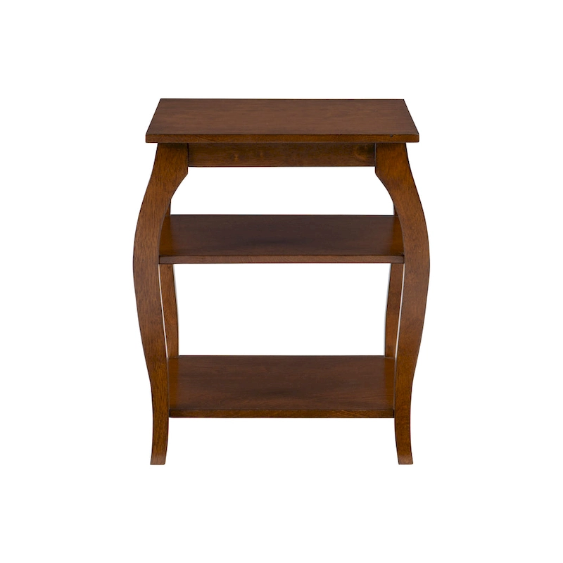 Ingrid Wood Farmhouse Side Table with 2 Shelves