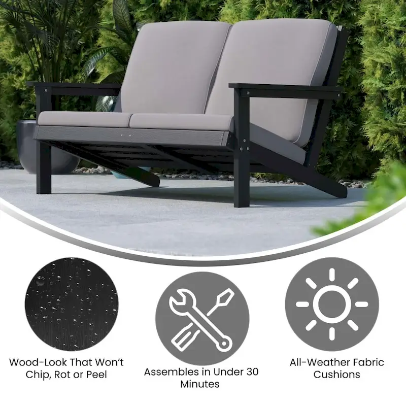 All-Weather Poly Resin Adirondack Loveseat & Cushions