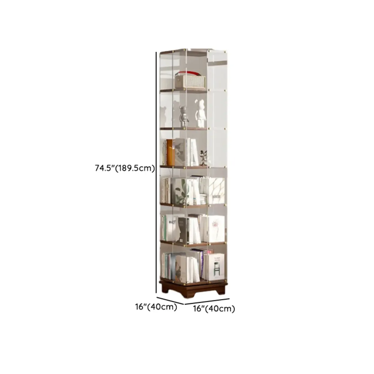 Art Deco Square Timber Shelf Glass Panel Swivel Chest