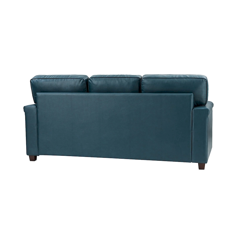 Rita Living Room 3-Seat Genuine Leather Sofa with Solid Wood Legs and Nailhead