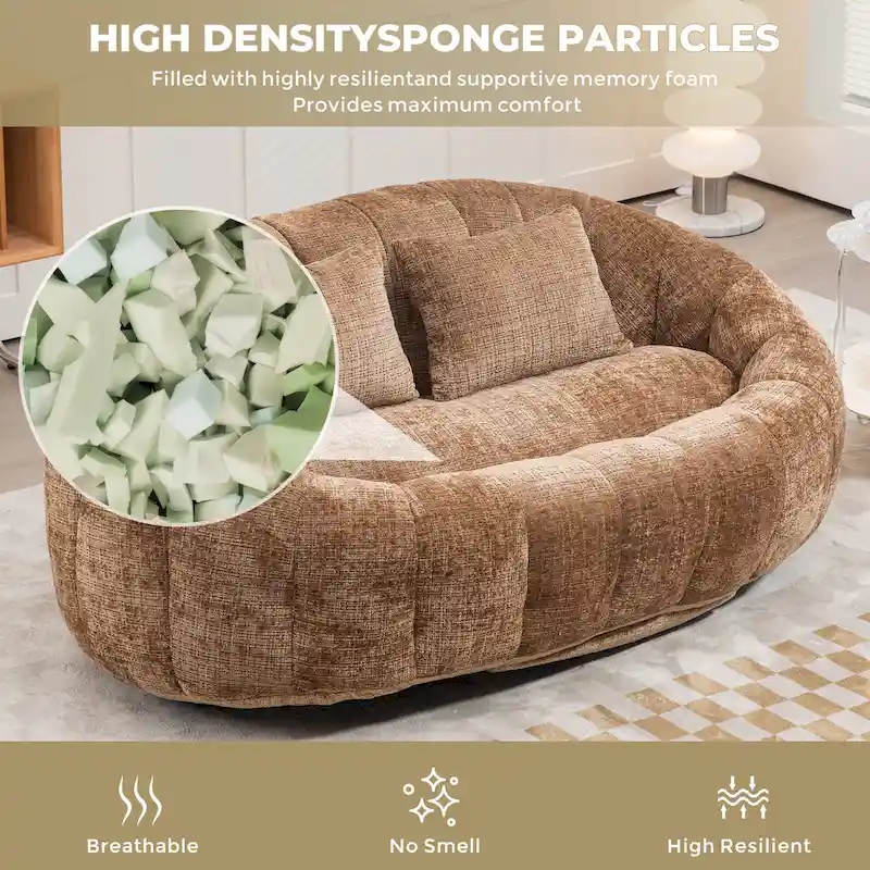 Coffee Modern 59  Chenille Loveseat Chaise Lounge Chair
