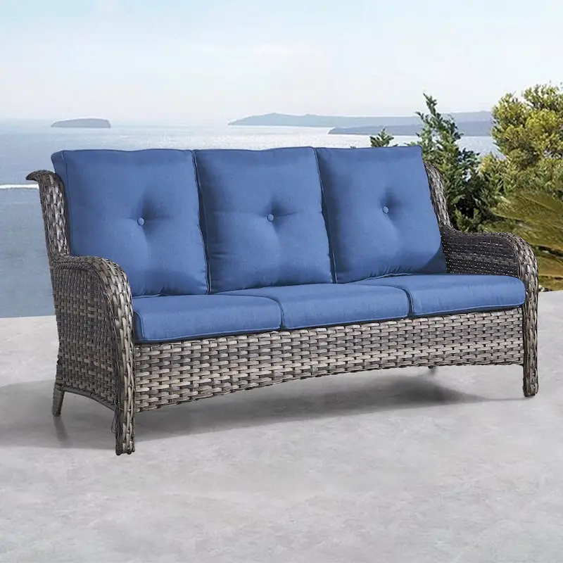 Gymojoy Outdoor Wicker 3 Seater Sofa Patio Sofa Set