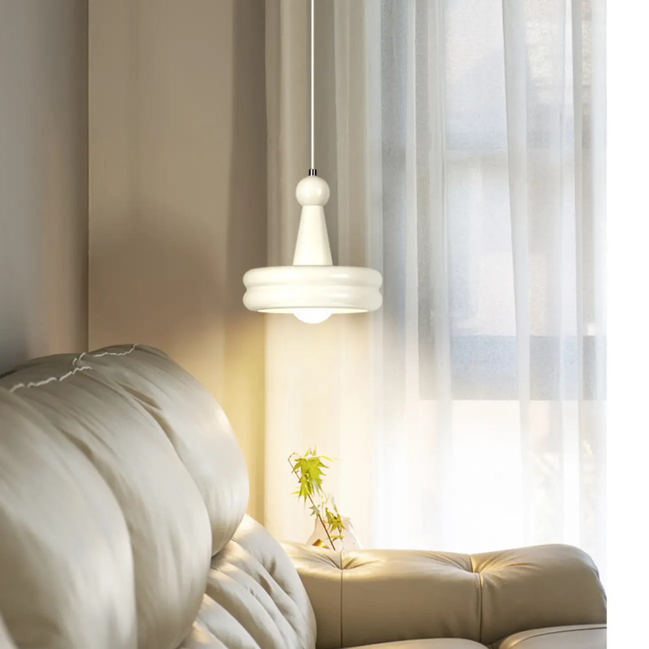 Modern Milk White Geometric Metal Pendant Light