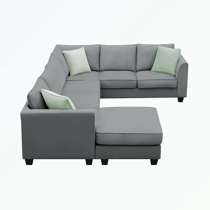 Modular Sectional Sofa with Ottoman and 3 Pillows