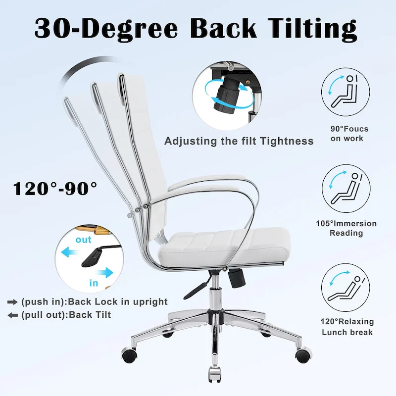 CAROCC Ribbed Computer Office Chair Adjustable Swivel High Back Desk Chair