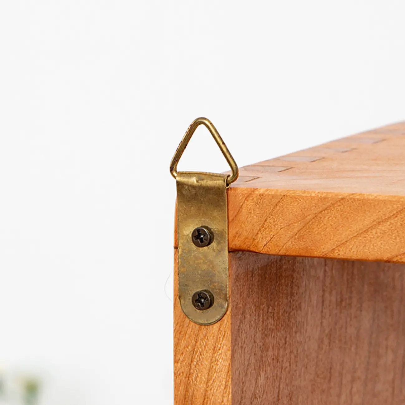 Natural Finish Wooden 2 Shelves Wall-Mounted Display Cabinet