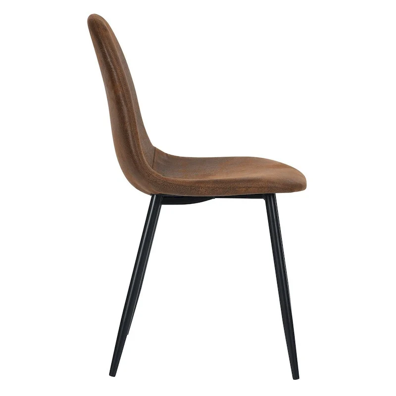 Suede Dining Chairs Set of 4 with Black Metal Legs - Side Accent