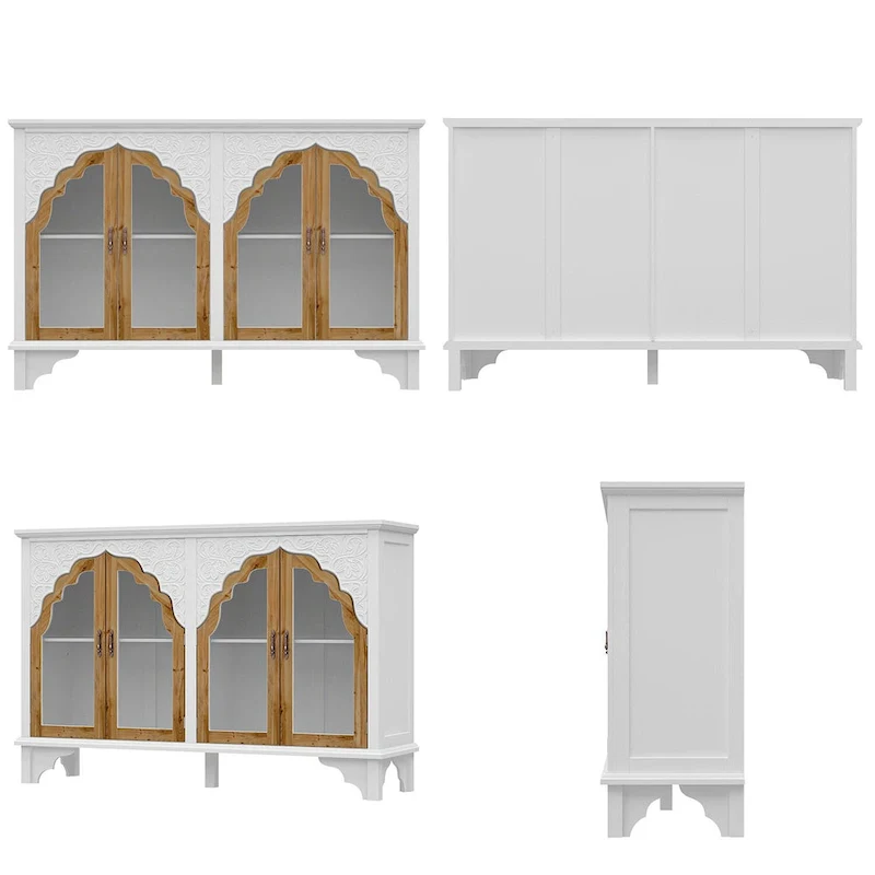 White Retro Palace-Style Storage Cabinet — Acrylic Glass Doors, 1-Piece