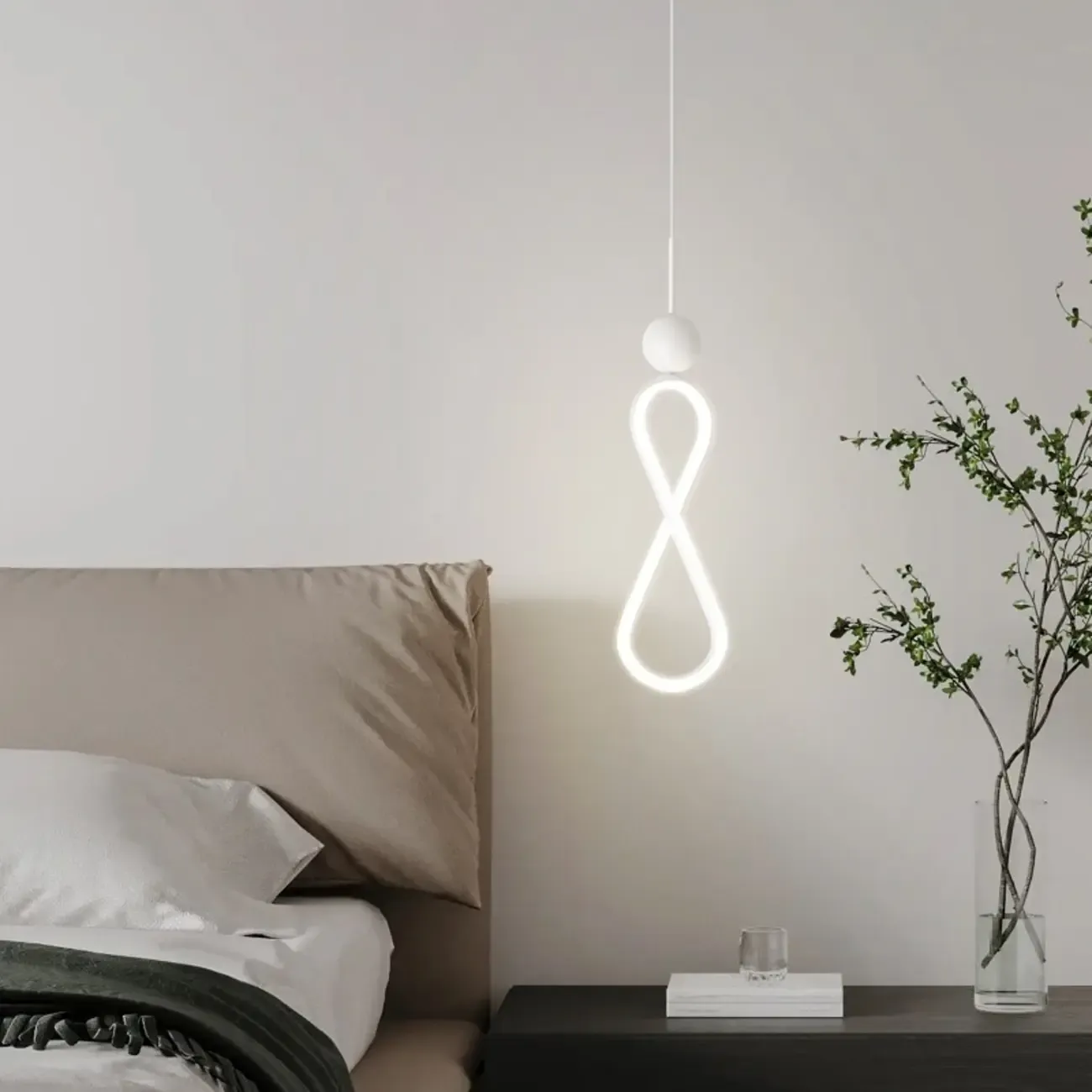 Minimalist White Metal LED Pendant Light Hanging Lamp