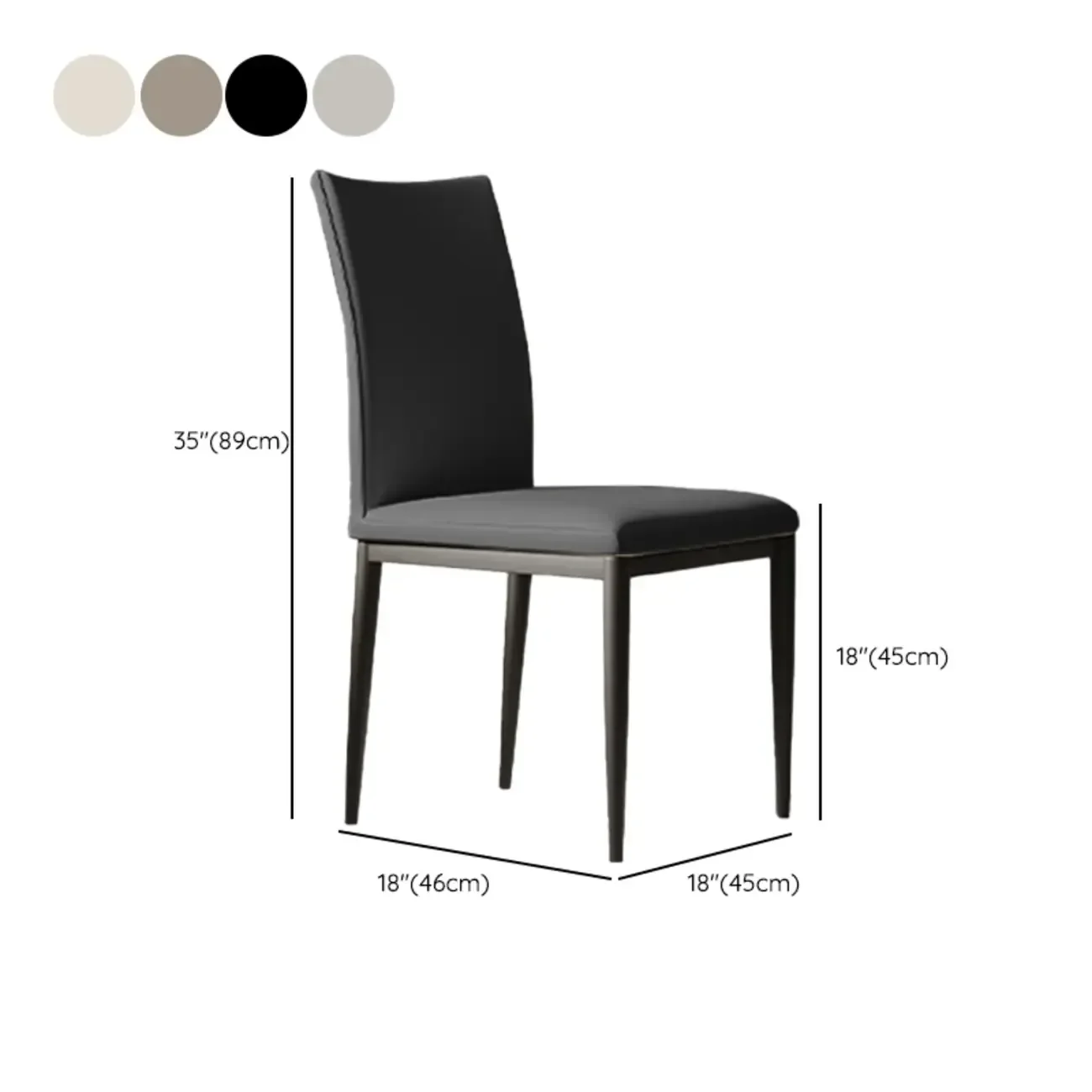 Modern Faux Leather Upholstered Solid Back Dining Chair