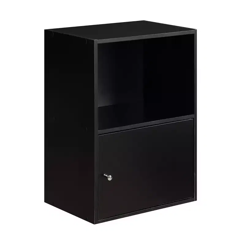 23.5" 1 Door Cabinet Black - Breighton Home: Modern Stackable Shelving with Chrome Knob
