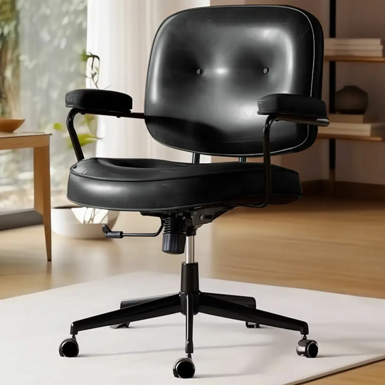 Industrial Leather Upholstered Height Adjustable Swivel Office Chair