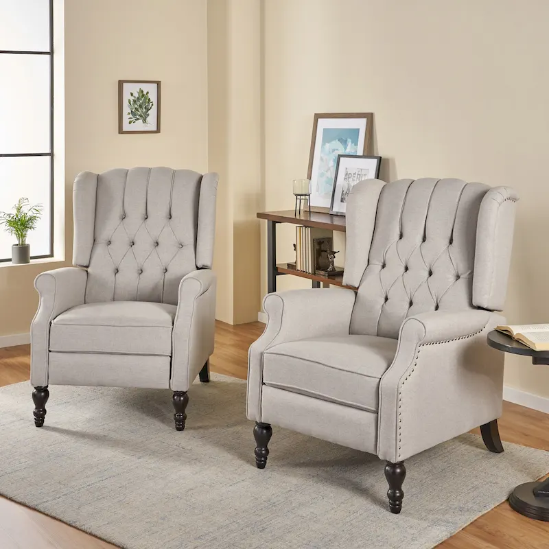 Tufted Fabric Recliners (Set of 2)