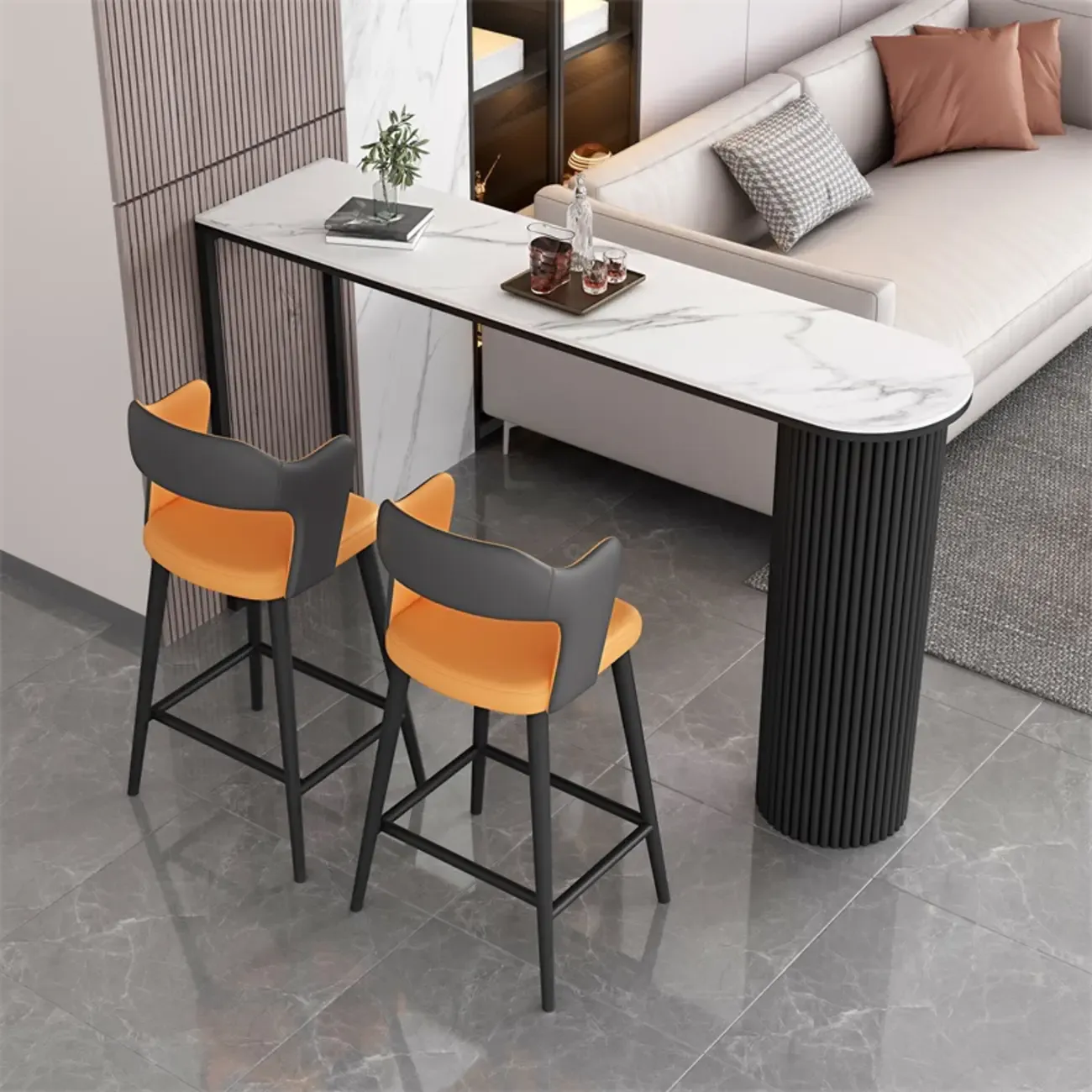 Modern Irregular Stone Metal Bar Tables