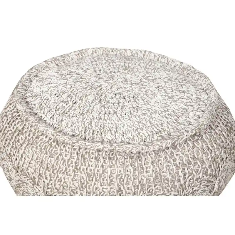Sevita Melange Natural Cable Knit Pouf Ottoman