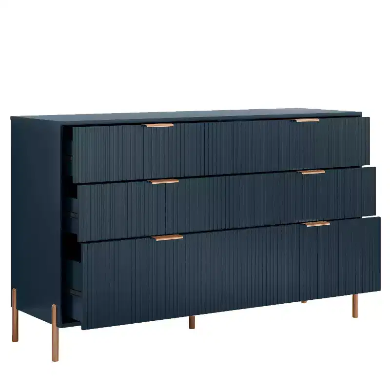 Festivo 4pc Modern Elegance Bedroom Chest and 6 Drawer Dresser and 3 Drawer Nightstands Set