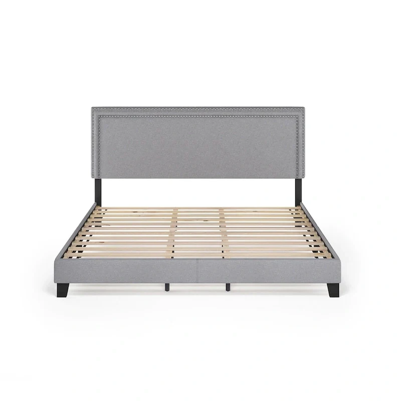 Furinno Laval Double Row Nailhead Bed Frame