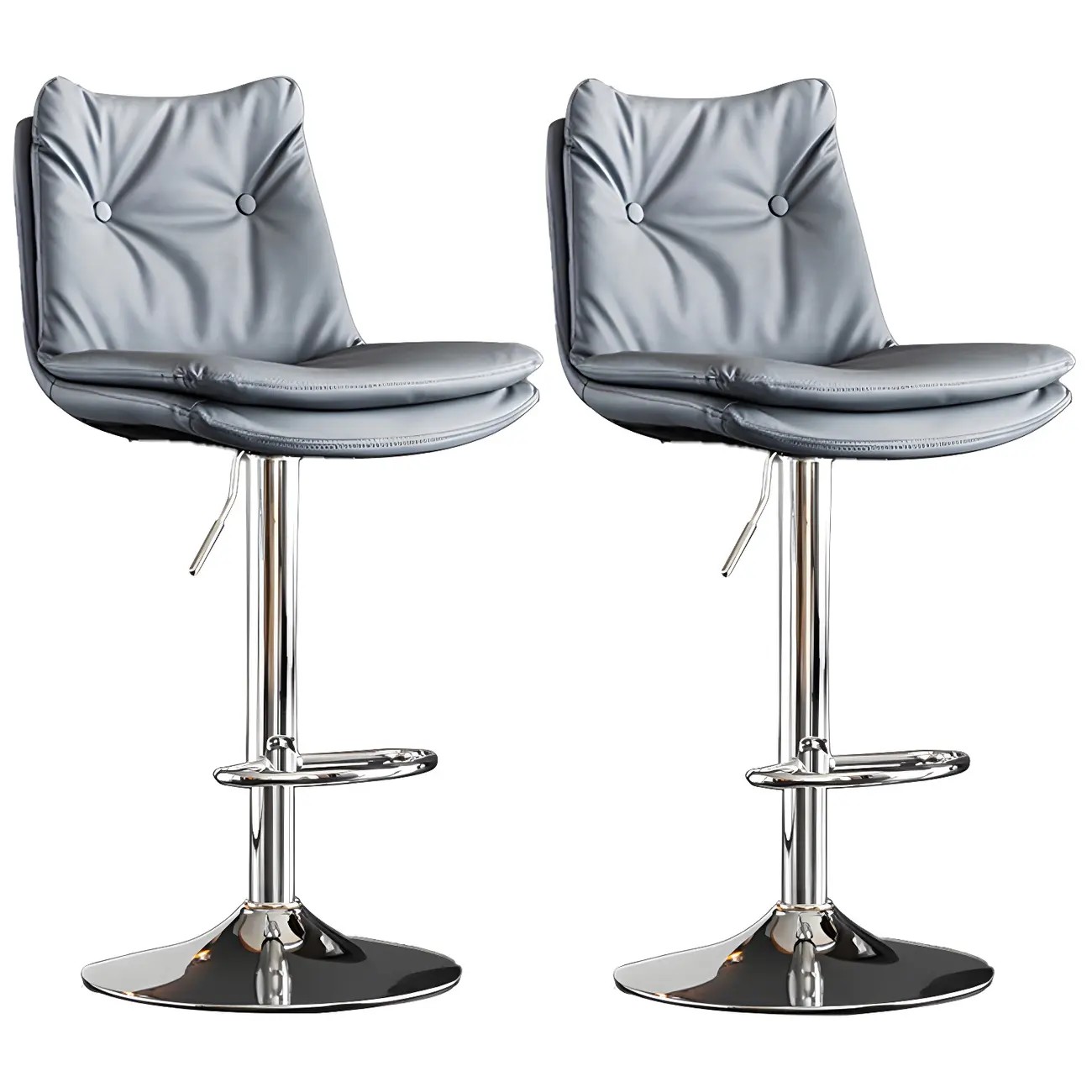Modern Adjustable Leather Swivel Bar Stools