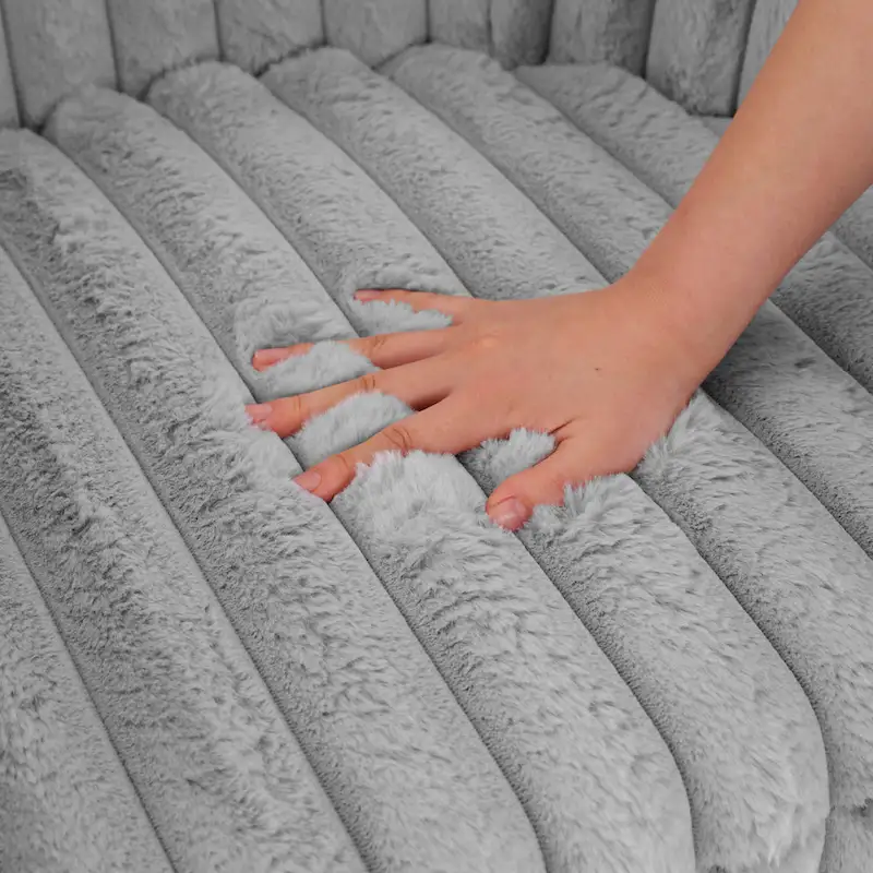 Faux Rabbit Fur 360-Degree Swivel Barrel Accent Chair