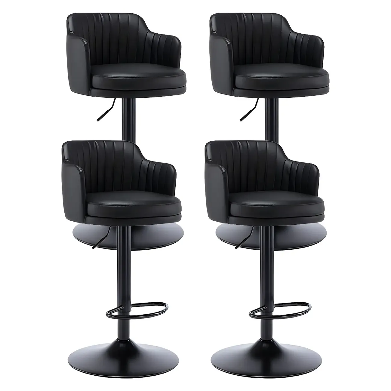 Modern Leather Armrests Swivel Adjustable Bar Stool