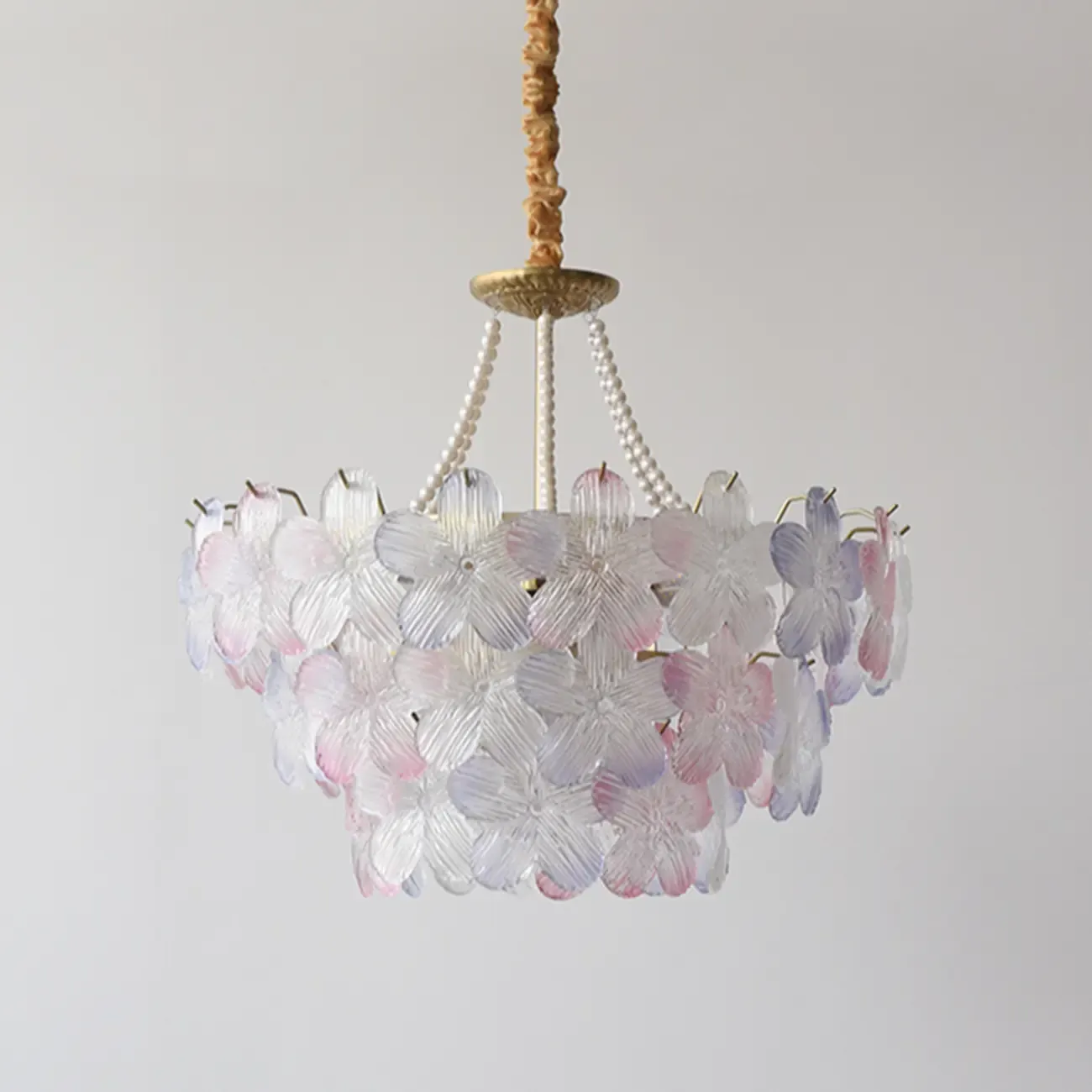 Modern Tier Round Flower Crystal Chandelier