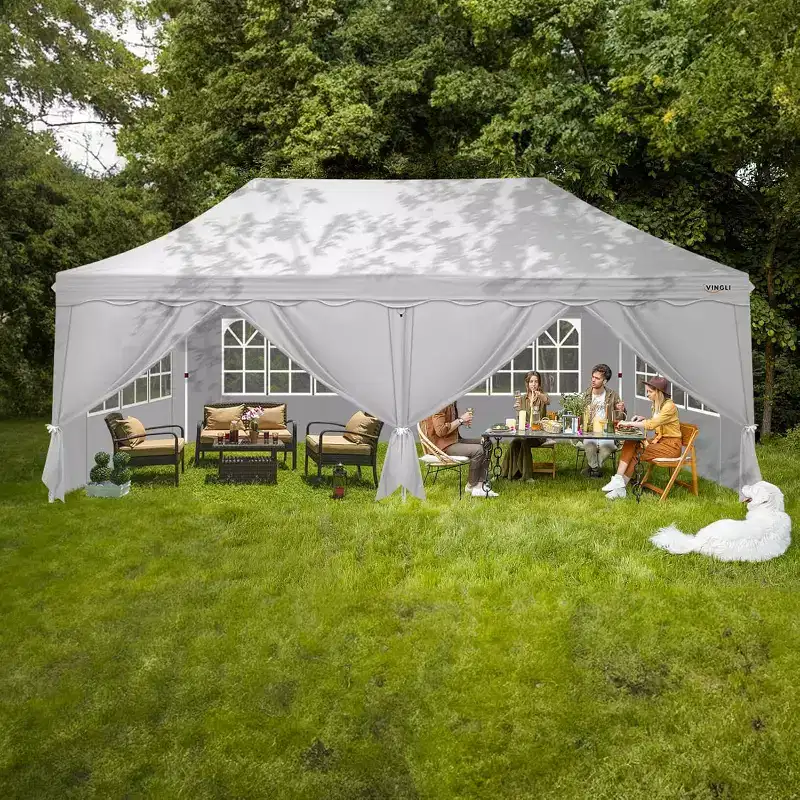 VINGLI 10x20 Pop Up Canopy Tent with Sidewalls, Commercial Outdoor Canopy Tent Pop Up Gazebo Party Tent Wedding Tents