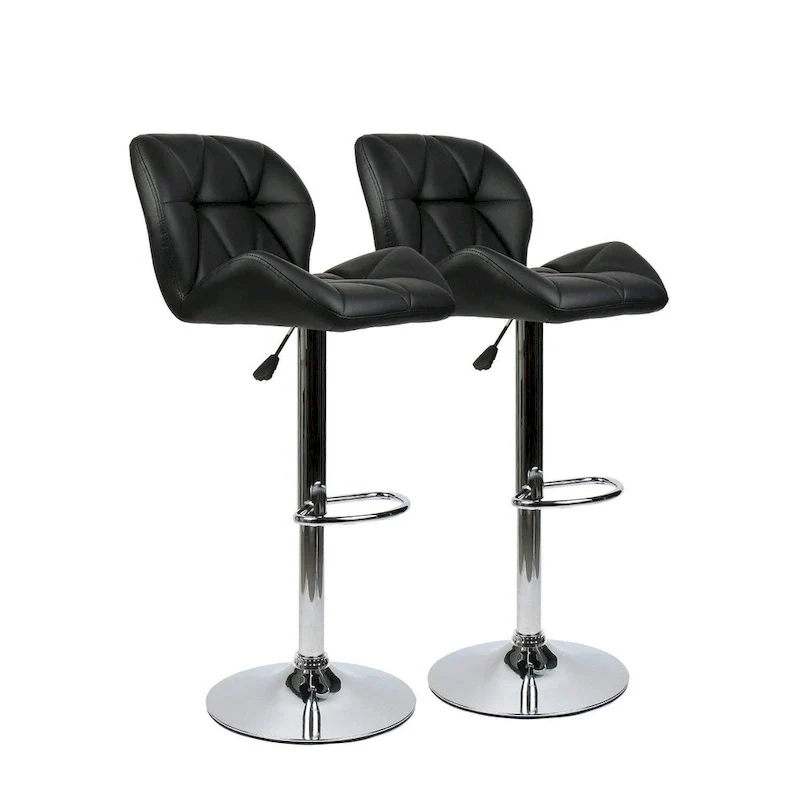 Modern Faux Leather Adjustable Swivel Bar Stools (Set of 2)