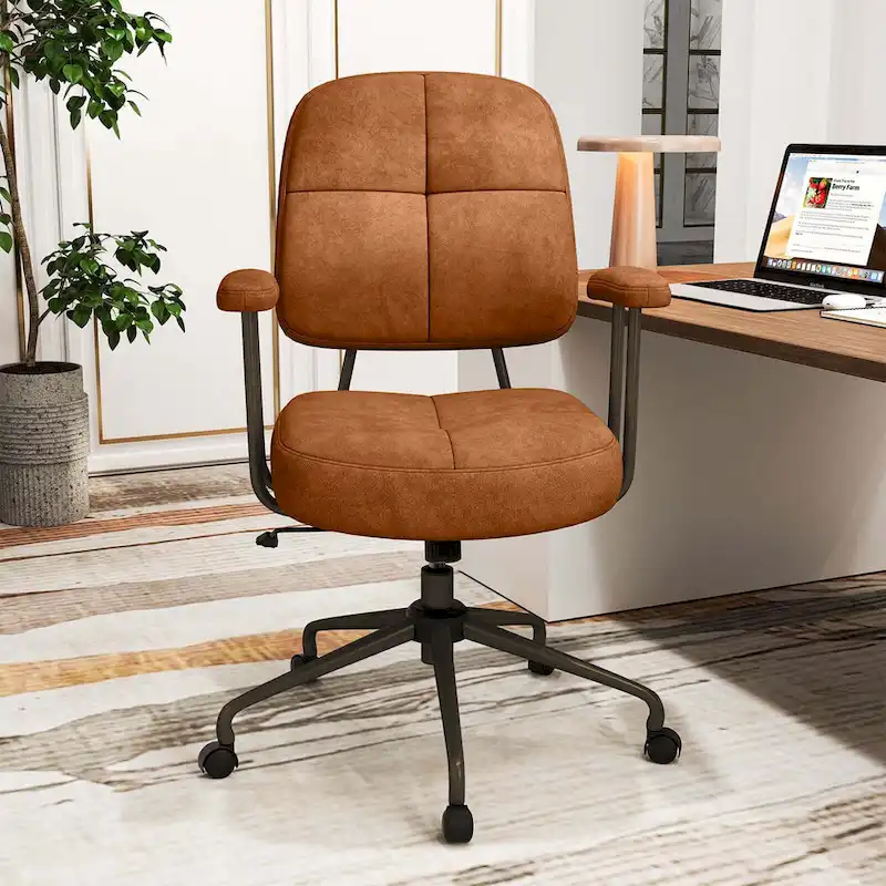 Costway Home Office Chair Leathaire Upholstered Task Chair with - See Details