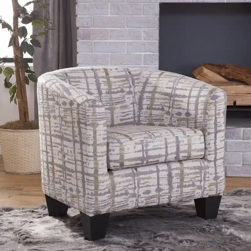 Enzo Upholstered Accent Barrel Chair Gold and Grey Splatter