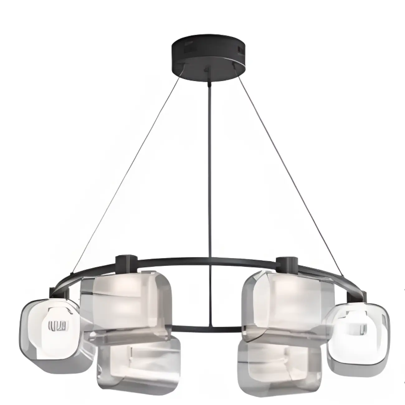 Modern 10-Light Circle Geometric Clear Glass Chandelier