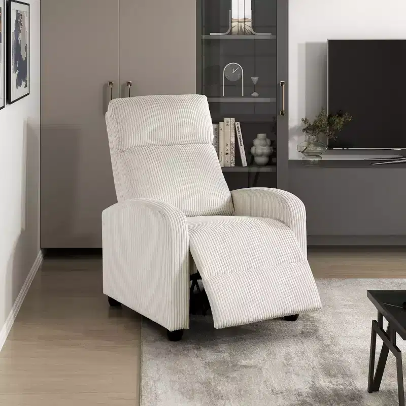 GDFStudio Carter Contemporary Corduroy Upholstered Push-Back Recliner Chair