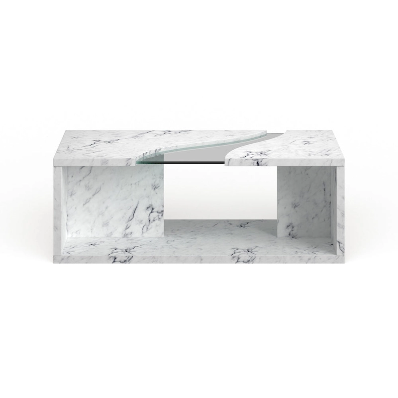 Kobe Modern Faux Marble Veneer Coffee Table with Shelf by Furniture of America