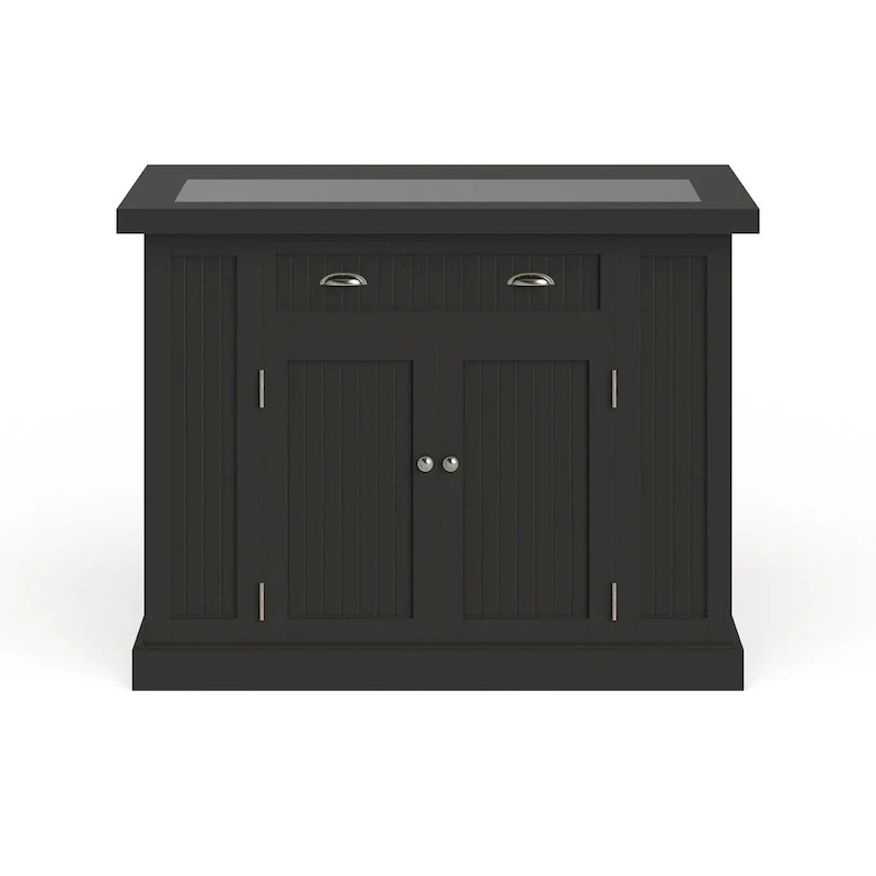 Nantucket Black Wood and Granite Inlay Kitchen Island