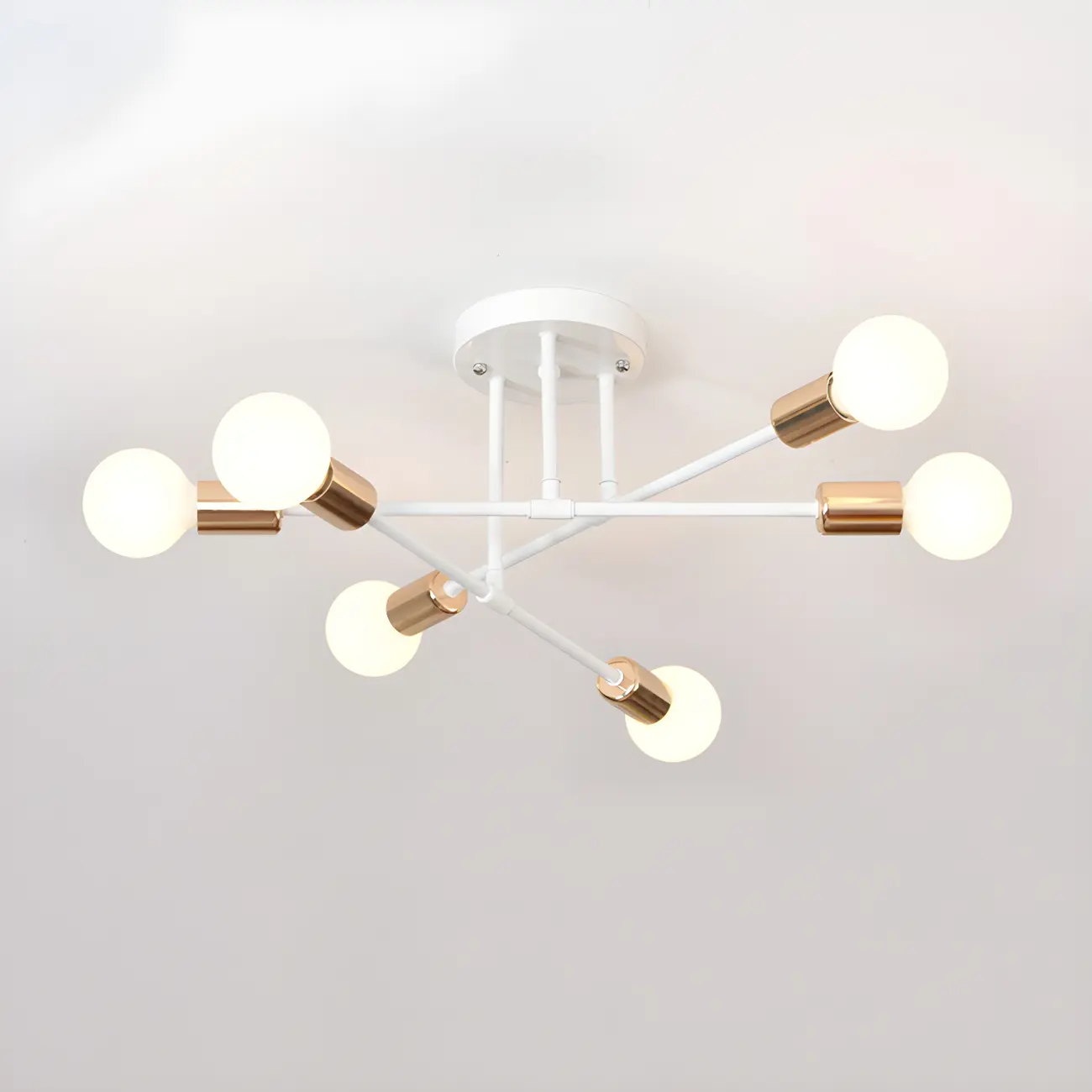 Industrial Linear Sputnik Semi Flush LED Ceiling Light