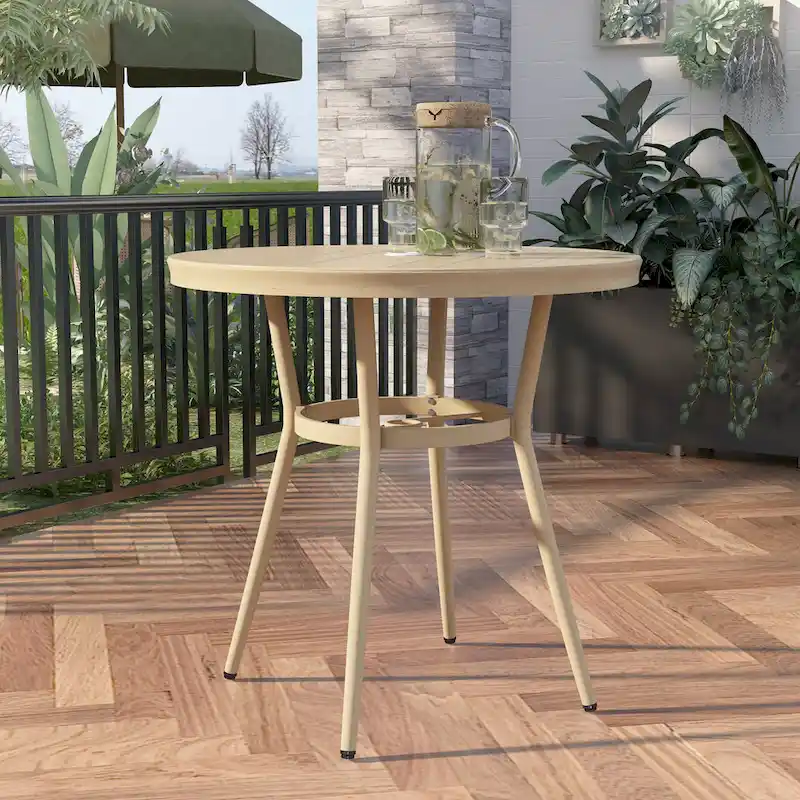Furniture of America Ariel Natural Tone 32-inch Metal Round Patio Dining Table